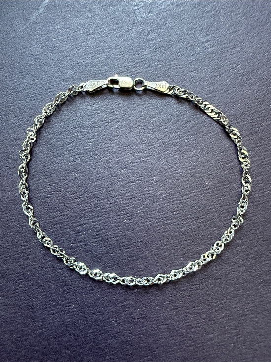 Jewelry - Vintage Solid 14k White Gold Diamond-Cut Curb Link Bracelet - 7.5"